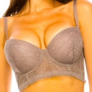 Youmita Balconette Lace Longline Bra Women Color Iron Size 34B